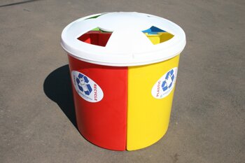 plastic round recycle bin 4 quadrant