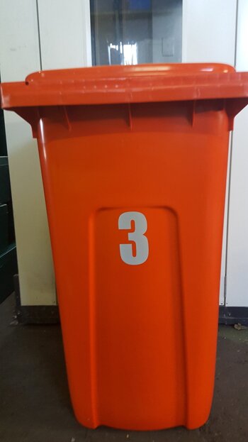 rubbish bin number sticker